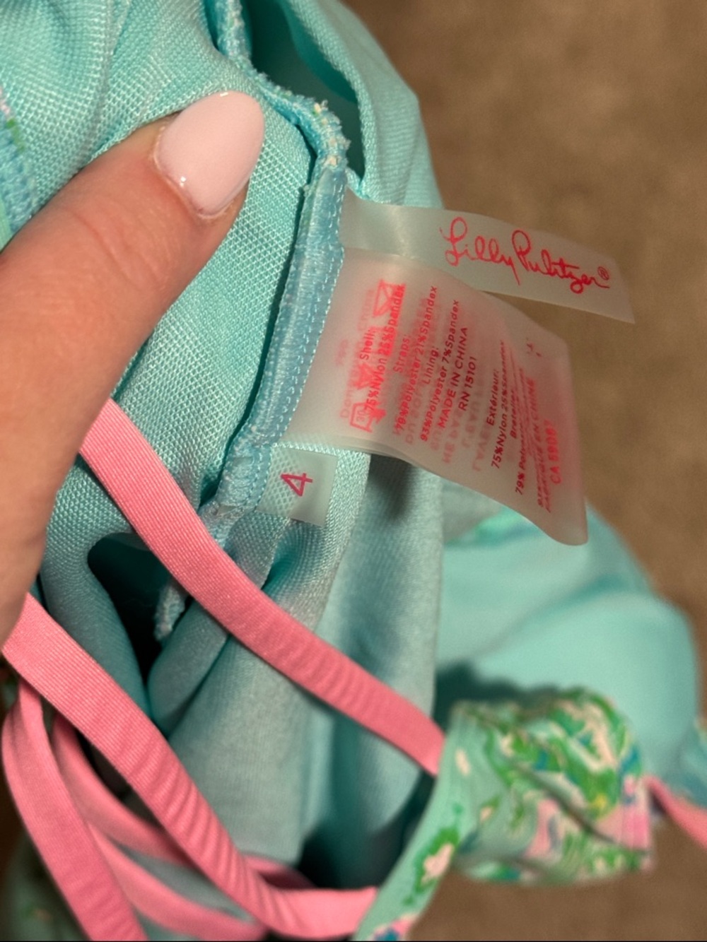 Lilly Pulitzer Jaspen One-Piece Swimsuit in Surf Blue Oh Diamond Girl - Picture 4 of 4
